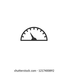 Black tachometer, speedometer line icon isolated on white. Performance measurement symbol. Race, speed, navigation, dashboard sign. 