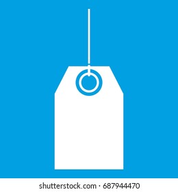 Black tag icon white isolated on blue background vector illustration