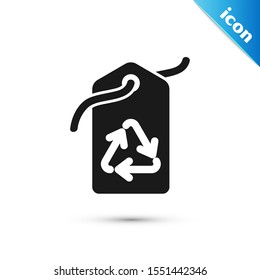 Black Tag with recycle symbol icon isolated on white background. Banner, label, tag, logo, sticker for eco green.  Vector Illustration