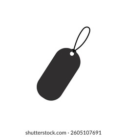 A black tag with a string