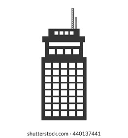 black tall building with white windows over isolated background, construction city concept,vector illustration