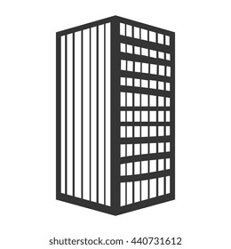 black tall building with white windows over isolated background, construction city concept,vector illustration