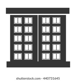 black tall building with white windows over isolated background, construction city concept,vector illustration