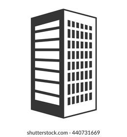 black tall building with white windows over isolated background, construction city concept,vector illustration