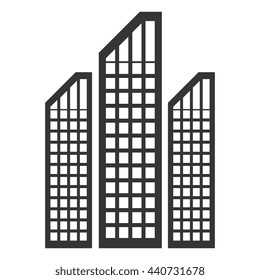 black tall building with white windows over isolated background, construction city concept,vector illustration