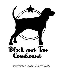 Preto e Tan Coonhound cão silhueta, cão, cães raças, logotipo, vetor, silhueta, design de logotipo, animal, ilustração, ícone, sinal, design, preto, símbolo, animal de estimação