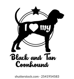  Preto e Tan Coonhound cão silhueta, eu amo meu cão, cão, raças de cães, logotipo, vetor, silhueta, animal, ilustração, ícone, sinal, preto, animal de estimação,