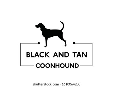 Black and Tan Coonhound, black silhouette of dog on a white background