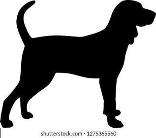 Black and Tan Coonhound silhouette real in black