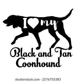 Black and Tan Сoonhound dog silhouette, dog, dog breeds, logo, vector, silhouette, i love my dog, animal, illustration, icon, sign, design, black, symbol, pet, love