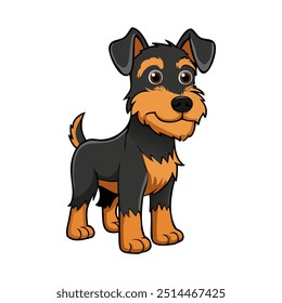 Black e Tan Terrier raça cão ilustração vetor isolado no fundo branco no estilo de desenhos animados.