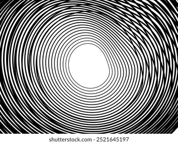Black tangled thread background. Circular abstract pen stroke vector illustration, on a white background. Tangled scribbles hand drawn doodles. Vector illustration isolated on white background.