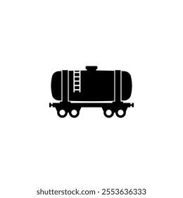 Black tank car silhouette for rail liquid transport.