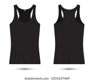 black tank top shirt mockup front and back view