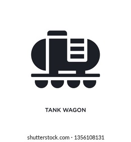 black tank wagon isolated vector icon. simple element illustration from industry concept vector icons. tank wagon editable logo symbol design on white background. can be use for web and mobile