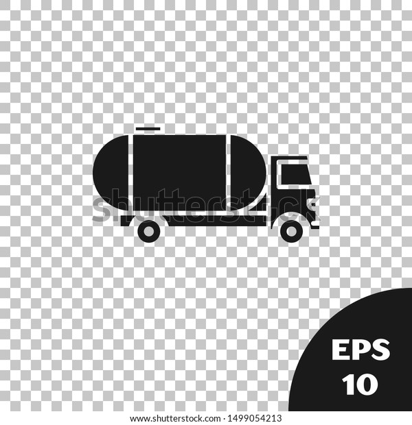 Black Tanker truck icon isolated on\
transparent background. Petroleum tanker, petrol truck, cistern,\
oil trailer.  Vector\
Illustration