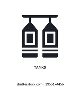 black tanks isolated vector icon. simple element illustration from industry concept vector icons. tanks editable logo symbol design on white background. can be use for web and mobile