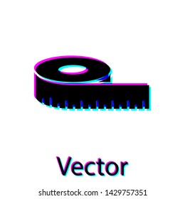 Black Tape measure icon isolated on white background. Measuring tape.  Vector Illustration