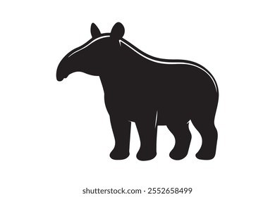 una silueta Tapir negra. Este es un archivo editable.