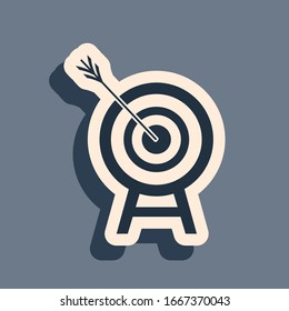 Black Target with arrow icon isolated on grey background. 