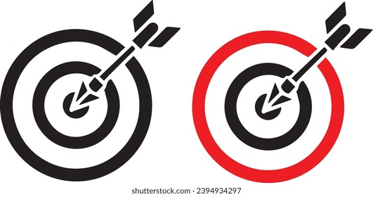Schwarzes Ziel mit Pfeilsymbol. Schild an der Tafel. Bogenschiff-Symbol. Dartboard-Schild. Unternehmensziel-Konzept