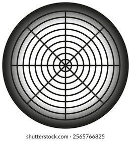 Black target graphic. Concentric ring illustration. Precision circle design. Vector icon.