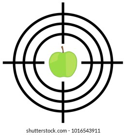 Black target with a green apple