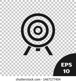 Black Target icon isolated on transparent background. Dart board sign. Archery board icon. Dartboard sign. Business goal concept.  Vector Illustration