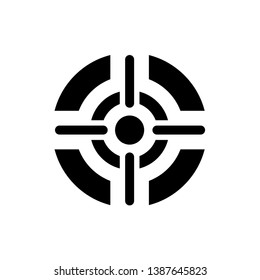Black target sign vector icon symbol isolated on white