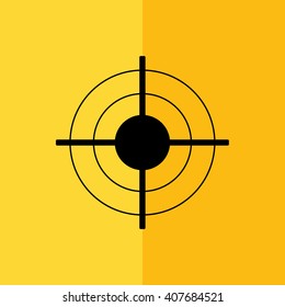 Black target sign vector illustration. Yellow background