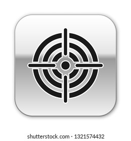 Black Target sport for shooting competition icon isolated on white background. Clean target with numbers for shooting range or pistol shooting. Silver square button. Vector Illustration