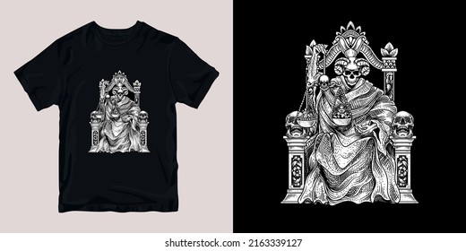 black tattoo demon gothic t-shirt stylish and clothing printable trendy tshirt design. print, industrial products. global swatch.