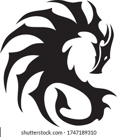 Black tattoo dragon digital eps print, vector template art