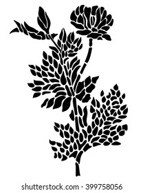 Black tattoo flower of Adonis on a white background.