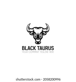 Black Taurus Logo Design Vector