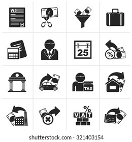 Black Taxes, business and finance icons - vector icon set