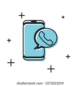 Black Taxi call telephone service icon isolated on white background. Taxi for smartphone.  Vector Illustration