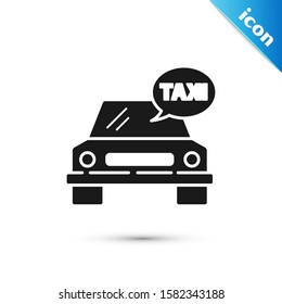 Black Taxi car icon isolated on white background.  Vector Illustration