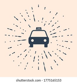 Black Taxi car icon isolated on beige background. Abstract circle random dots. Vector Illustration