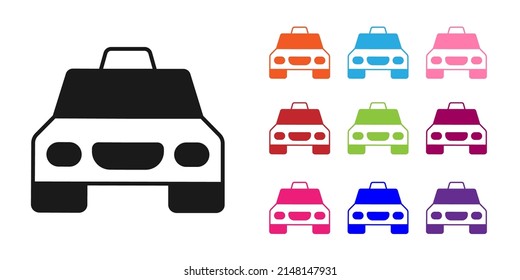 Black Taxi Car Icon Isolated On White Background. Set Icons Colorful. Vector