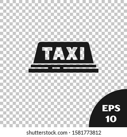 Black Taxi car roof icon isolated on transparent background.  Vector Illustration