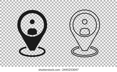 Icono de cliente de taxi negro aislado sobre fondo transparente.  Vector