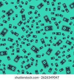 Black Taxi mobile app icon isolated seamless pattern on green background. Mobile application taxi.  Vector