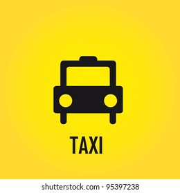 black taxi sign over yellow background. vector illustration