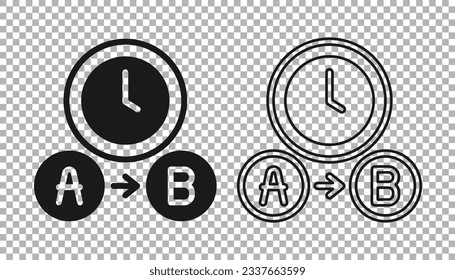 Black Taxi waiting time icon isolated on transparent background. Car deadline, schedule ride.  Vector