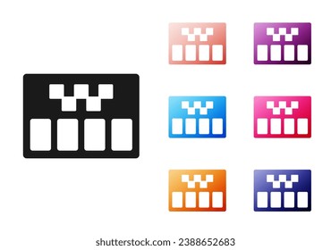 Black Taximeter device icon isolated on white background. Measurement appliance for passenger fare in taxi car. Set icons colorful. Vector