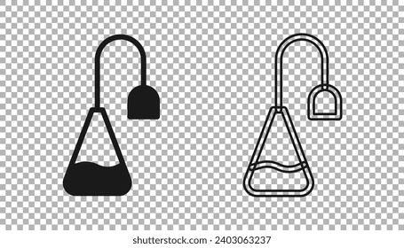 Black Tea bag icon isolated on transparent background.  Vector
