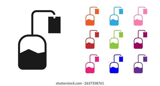 Black Tea bag icon isolated on white background. Set icons colorful. Vector