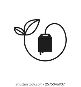 black  tea bag icon logo vector design concept