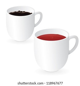 Black tea and coffee cups